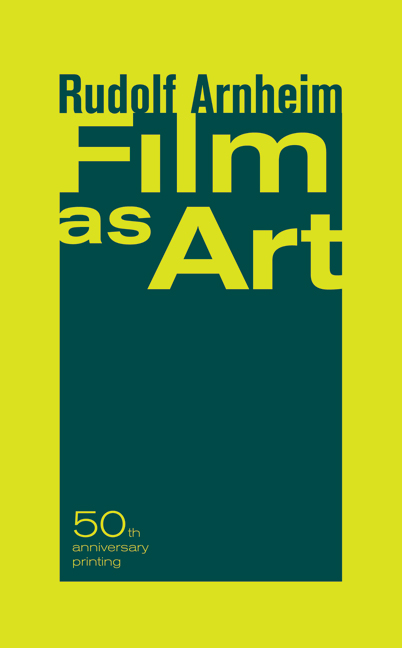 Couverture du livre : Film as Art - 50th Anniversary Printing