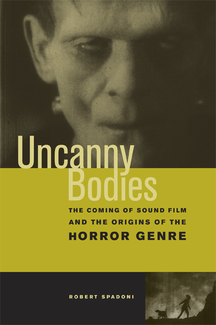 Couverture du livre : Uncanny Bodies - The Coming of Sound Film and the Origins of the Horror Genre