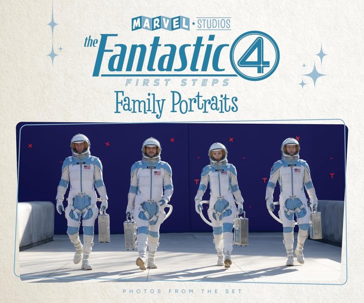 Book cover: Marvel Studios' The Fantastic Four First Steps - Family Portraits - Photos From The Set